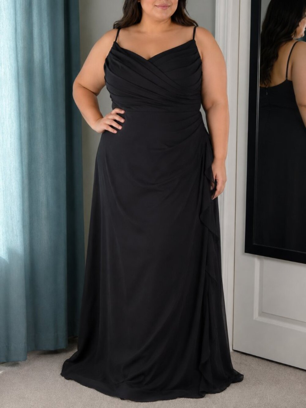 Impression Bridal Black Ruched Prom Gown Quiet Luxury Old Money Formal Sz 20